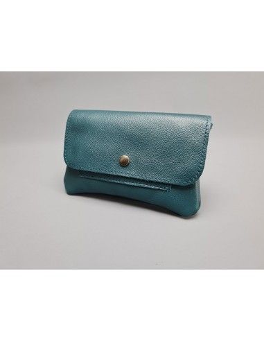 Pochette cuir Bleu canard / Le PORTETOUT