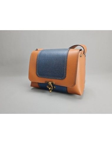 Sac cuir femme Marron - Bleu Métal /...