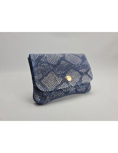 Pochette cuir Python bleu / Le petit...